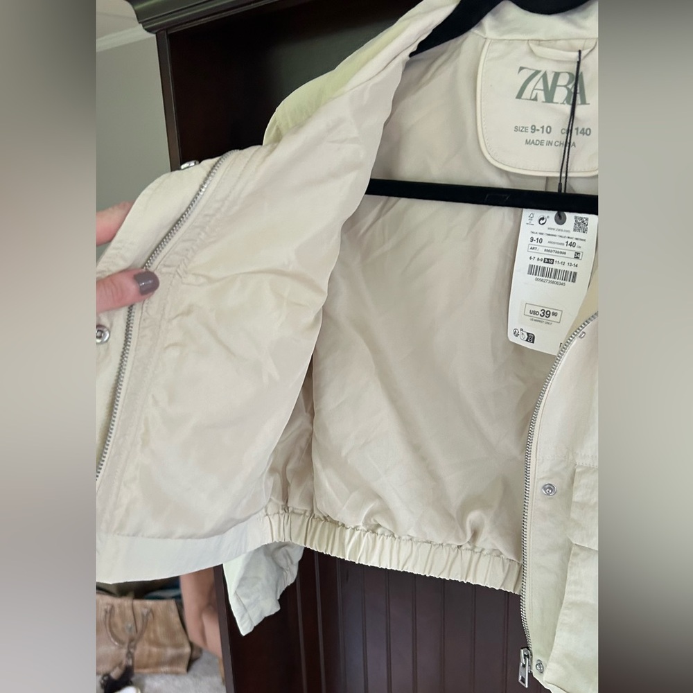 NWT ZARA Kids Lightweight Utility Cargo Jacket Neutral Layer Casual | Size 9-10 - Picture 8 of 14
